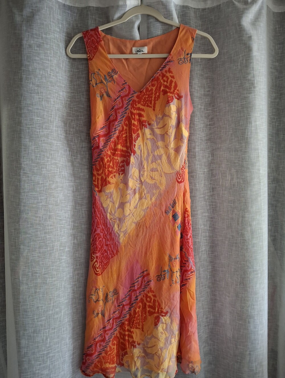 Vintage MICA silk Boho Dress Size 8